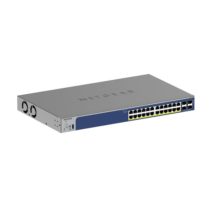 GS728TXP 24-Port Gigabit Ethernet PoE+ Smart Switch w/ optional Remote/Cloud Management and 4 SFP+ Ports (190W) - Garansi 10 Tahun