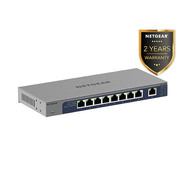 GS108MX 8-Port Gigabit Ethernet Unmanaged Switch with 1 dedicated 10G/Multi-Gig Port - Garansi 2 Tahun