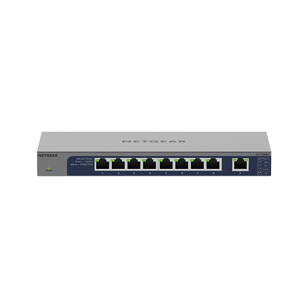 GS108MX 8-Port Gigabit Ethernet Unmanaged Switch with 1 dedicated 10G/Multi-Gig Port - Garansi 2 Tahun
