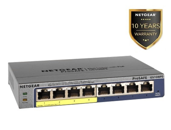 (Pre-Order) GS108PE 8 Port Gigabit Ethernet Plus Switch with 4 Ports PoE (53W) - Garansi 10 Tahun