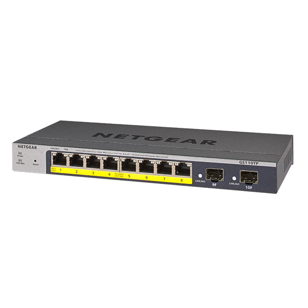 GS110TP 8-Port Gigabit PoE+ Ethernet Smart Switch with 2 SFP Ports and Cloud Management (55W) - Garansi 2 Tahun