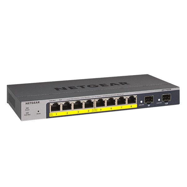 GS110TP 8-Port Gigabit PoE+ Ethernet Smart Switch with 2 SFP Ports and Cloud Management (55W) - Garansi 2 Tahun