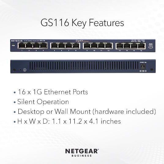 GS116 16 Port Gigabit Ethernet Unmanaged Switch - Garansi 10 Tahun