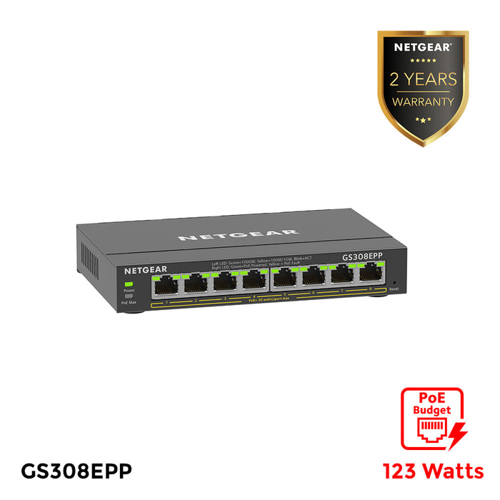 GS308EPP 8-Port PoE+ Gigabit Ethernet Plus Switch (123W) - Garansi 2 Tahun