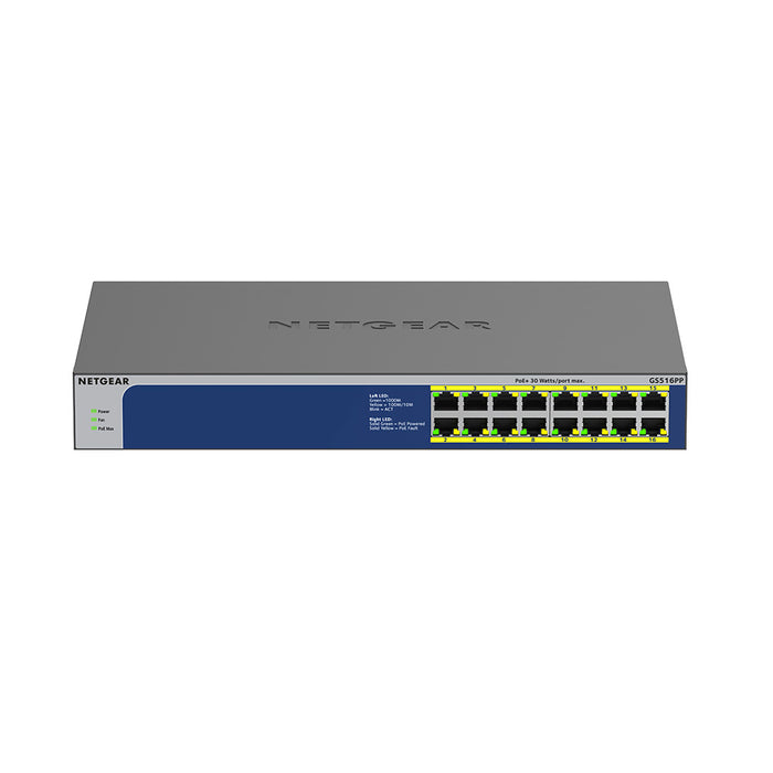 GS516PP  16-Port Gigabit Ethernet High-Power PoE+ Unmanaged Switch (260W) - Garansi 2 Tahun
