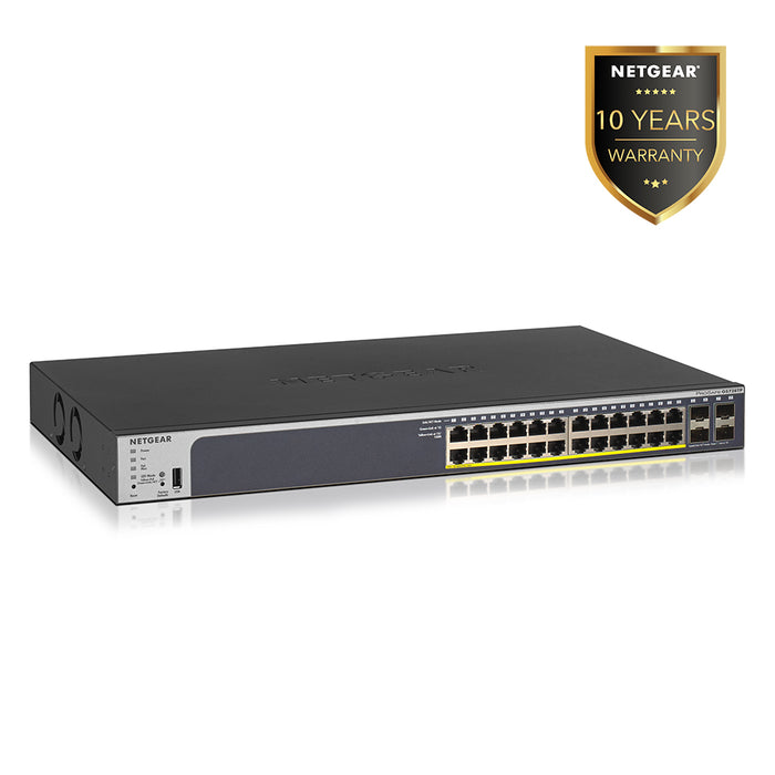 GS728TP 24 Port Gigabit Ethernet PoE+ Smart Switch w/ optional Remote/Cloud Management & 4 SFP Ports (190W) - Garansi 10 Tahun