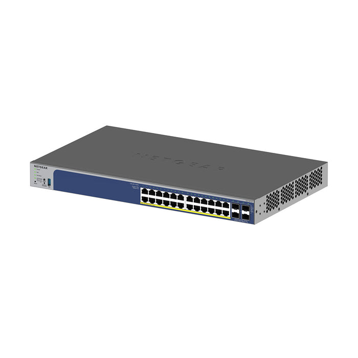 GS728TXP 24-Port Gigabit Ethernet PoE+ Smart Switch w/ optional Remote/Cloud Management and 4 SFP+ Ports (190W) - Garansi 10 Tahun
