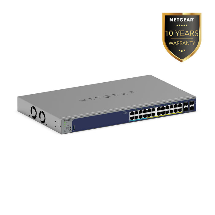 GS728TXUP 24-Port Gigabit PoE+ and PoE++ Smart Switch w/optional Remote/Cloud Management and 4 SFP+ Ports (420W) - Garansi 10 Tahun