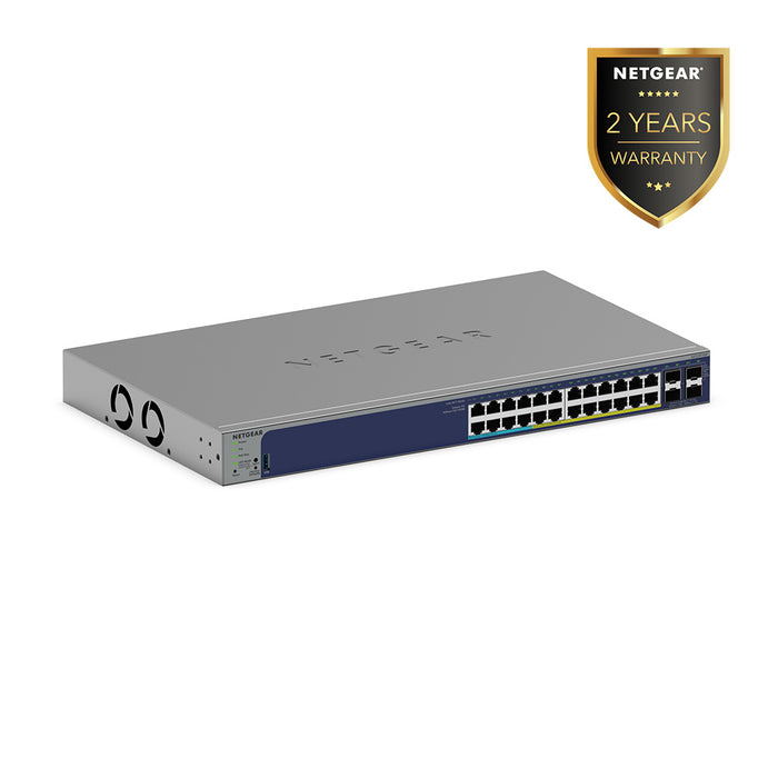 GS728TXUP 24-Port Gigabit PoE+ and PoE++ Smart Switch w/optional Remote/Cloud Management and 4 SFP+ Ports (420W) - Garansi 2 Tahun