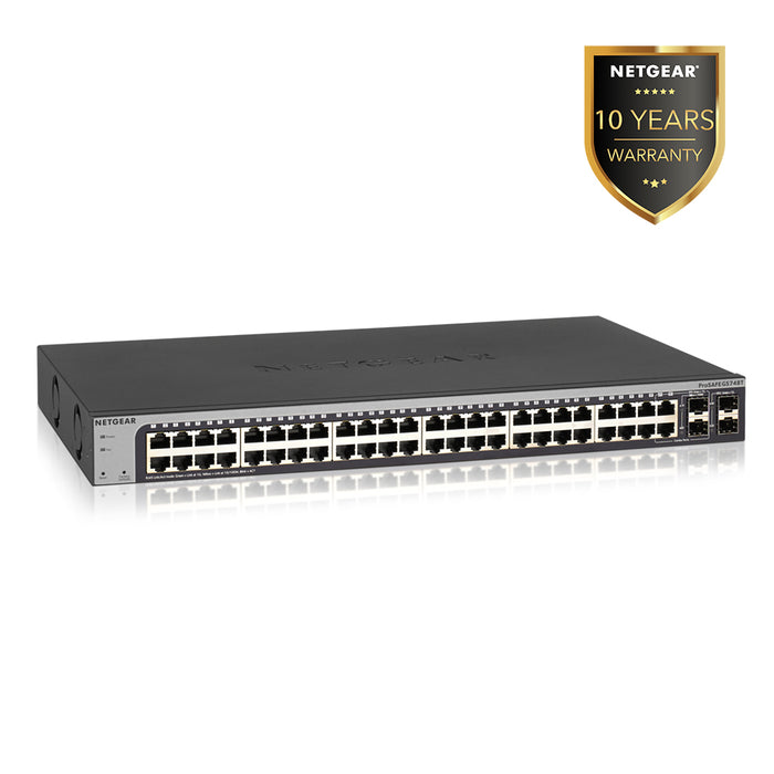 GS748T 48 Port Gigabit Ethernet Smart Switch with 4 Dedicated SFP+ Ports - Garansi 10 Tahun