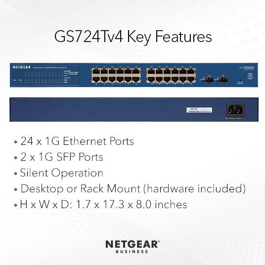 GS724T 24 Gigabit Ethernet Smart Switch with 2 Dedicated SFP Ports - Garansi 10 Tahun