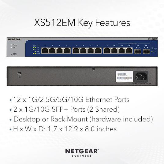XS512EM 12 Port 10G Gigabit/Multi-Gigabit Ethernet Switch with 2SFP+ Combo Ports - Garansi 2 Tahun
