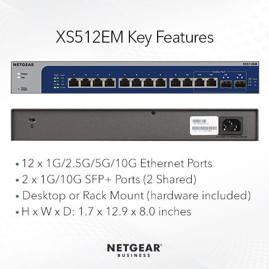 XS512EM 12 Port 10G Gigabit/Multi-Gigabit Ethernet Switch with 2SFP+ Combo Ports - Garansi 10 Tahun