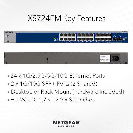 XS724EM 24 Port 10G/Multi Gigabit Plus Switch with 2 Dedicated SFP+ Ports - Garansi 10 Tahun
