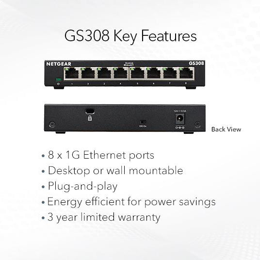 GS308 8 Port Gigabit Ethernet Unmanaged Desktop Switch - Garansi 2 Tahun