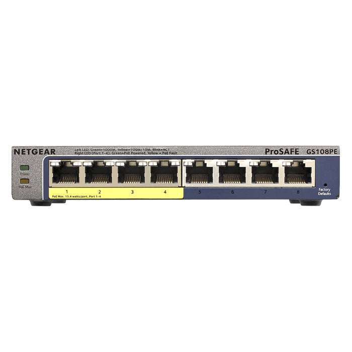 (Pre-Order) GS108PE 8 Port Gigabit Ethernet Plus Switch with 4 Ports PoE (53W) - Garansi 10 Tahun