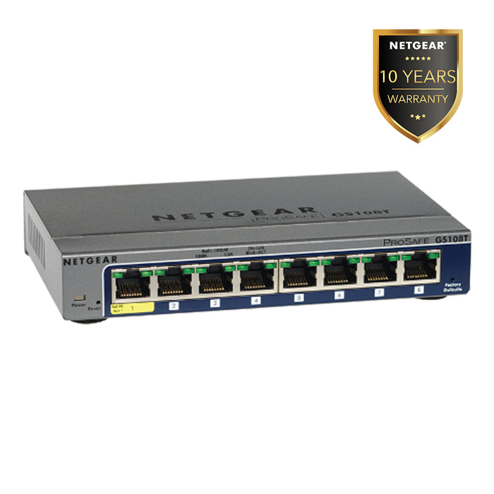 GS108T 8-PORT GIGABIT ETHERNET SMART SWITCH WITH CLOUD MANAGEMENT - Garansi 10 tahun