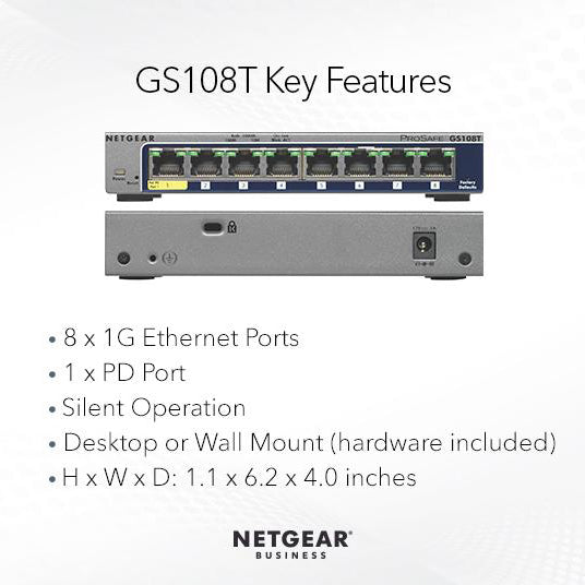 GS108T 8-PORT GIGABIT ETHERNET SMART SWITCH WITH CLOUD MANAGEMENT - Garansi 10 tahun