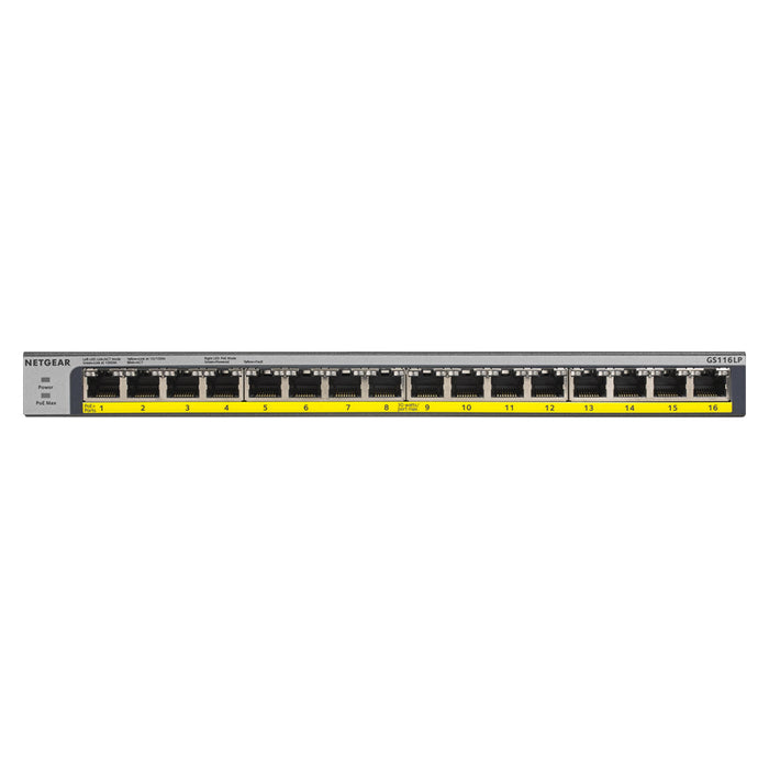 GS116LP 16 Port Gigabit Ethernet Unmanaged PoE+ Switch with FlexPoE (76W) - Garansi 10 Tahun