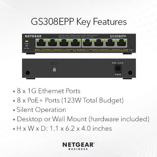GS308EPP 8-Port PoE+ Gigabit Ethernet Plus Switch (123W) - Garansi 2 Tahun