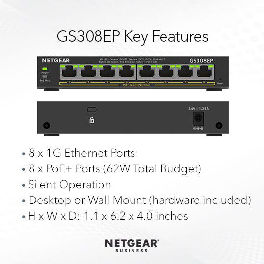GS308EP 8 Port PoE+ Gigabit Ethernet Plus Switch - Garansi 2 Tahun