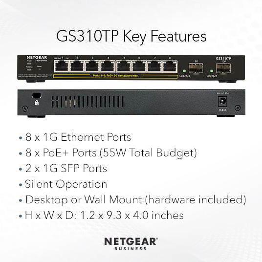 GS310TP 10-PORT GIGABIT ETHERNET POE+ SMART MANAGED PRO SWITCH - Garansi 2 Tahun