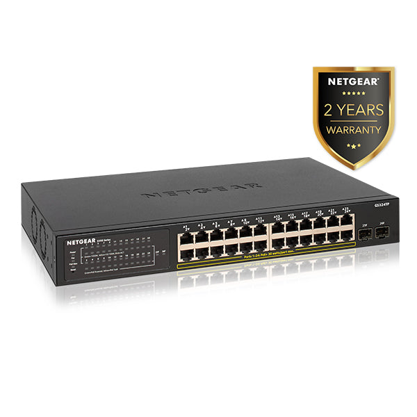 GS324TP 24 Port Gigabit Ethernet PoE+ Smart Switch with 2 Dedicated SFP Ports (180W) - Garansi 2 Tahun