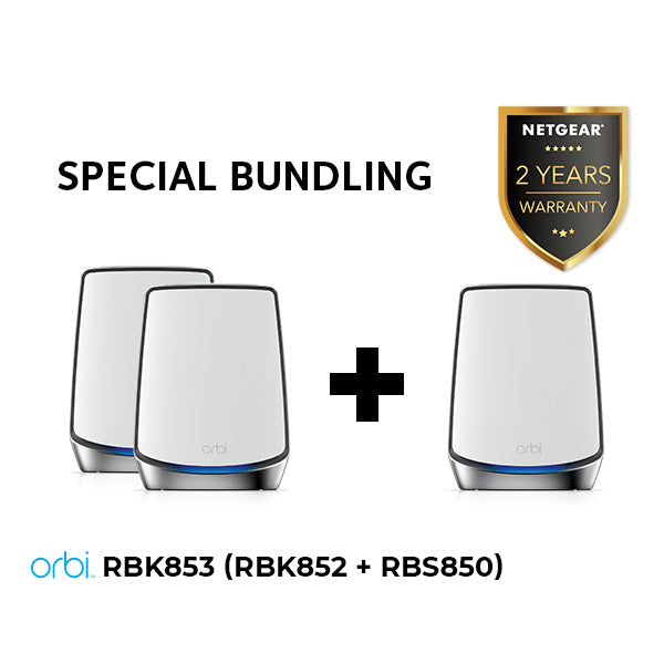 ORBI RBK853 Tri Band Mesh WiFi 6 System AX6000 (1 router + 2 satellites) - Garansi 2 tahun
