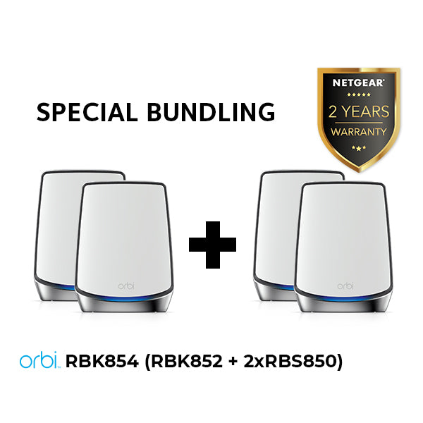 (Pre-Order) Orbi RBK854 Tri Band Mesh WiFi 6 System AX6000 (1 router + 3 satellites) - Garansi 2 tahun