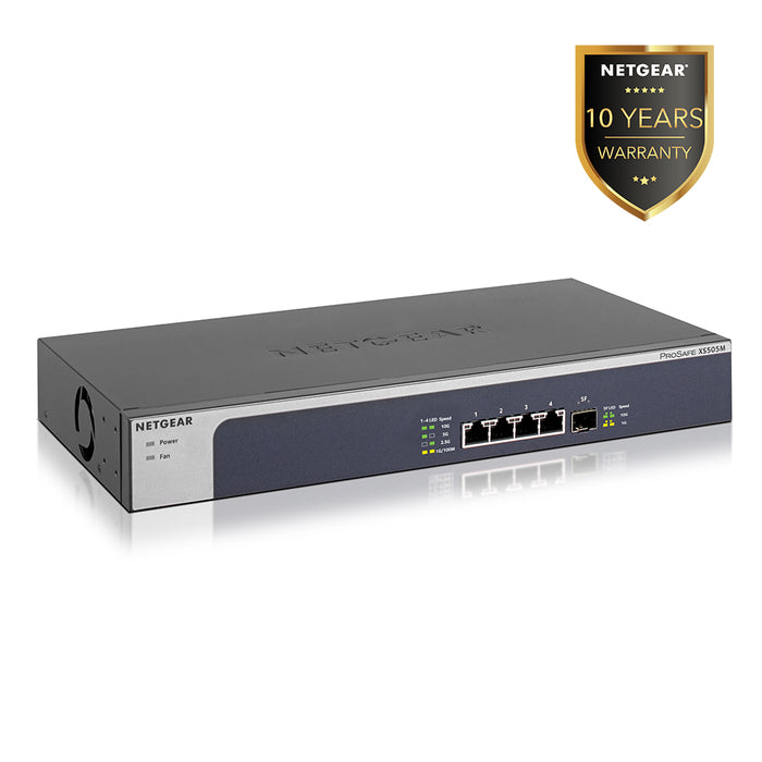 (Pre-Order) XS505M 5 Port 10G Multi Gigabit Ethernet UNMANAGED SWITCH With 1x10G SFP Desktop/Rackmount & Prosafe - Garansi 10 Tahun